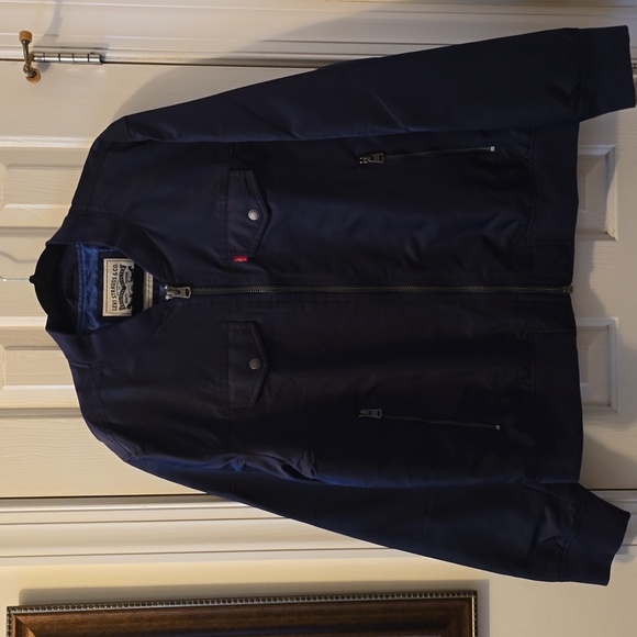 LEVIS BRAND MEN'S NAVY BLUE NYLON FRONT ZIPPERED JACKET SIZE XL - Picture 2 of 16